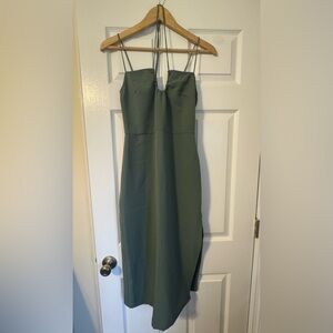 Abercrombie & Fitch Sage Green Halter Top Midi Dress